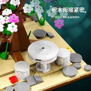 Bloki Cherry Blossoms City Creative Street View Zestawy Friends Tree House Model Sakura Sets Building Block Kids Toys Prezent R230701