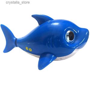Sing and swim electric fish Children's bathing water toys Great blue and yellow Shark Can sing boat swimming fishing toys L230518