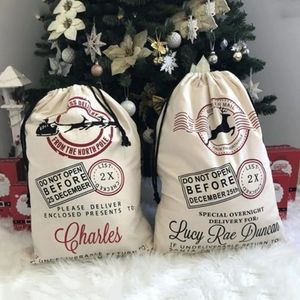 Christmas Santa Sack Personalized Xmas Gift Bag Canvas Kids Present 50x70cm JY01