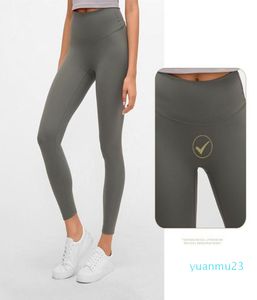 L108 Elastik Yüksek Rise Tayt Düz Renk Kadın Yoga Pantolon Çıplak Duygu Koşu Tayt No TLine Eşofman Altı Kemer Ile Poc