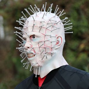 パーティーマスクホラー映画Hellraiser Pinhead Mask Halloween Cosplay Devil Infernal Nail Ghost Costume Spoof Carnival Props 230630