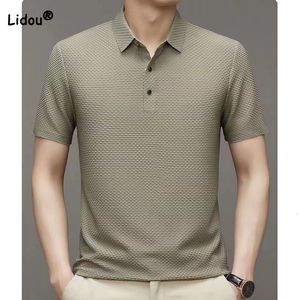 Мужская рубашка-поло, деловая офисная модная рубашка с воротником-поло, тренд 2023 года, мужская одежда, летняя простота, повседневная футболка с коротким рукавом, пуловеры 230630