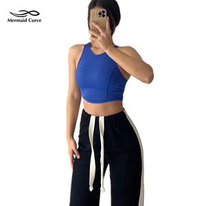 Women's Tanks Camis Built in Chest Pad Vest Style Yoga Bra Women Summer Crop Top Fitness Gym Short Off Shoulder Running 230630