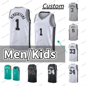 Draft Pick NO.1 1 Victor Wembanyama Basketball Jersey Custom 35 Romeo Langford 24 Devin Vassell Tre Jones Doug McDermott Devonte' Graham Zach Collins Jerseys Men Kids