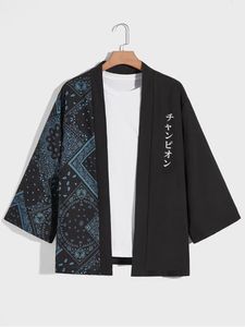 Herrpolos charmkpr topps 2023 Men Summer Autumn 3 4 Sleeve skjortor Fashionabla japansk stil manlig öppen front cardigan coat blus s 2xl 230630