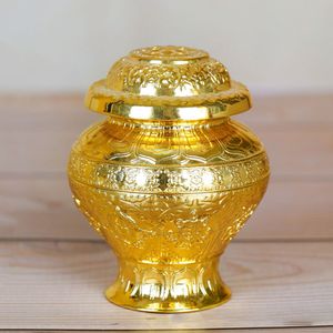 Vases Eight Auspicious Decor White Pot Gift Box Bottle Worship Alloy Buddhism Enshrines Keepsakes Ashes 230701