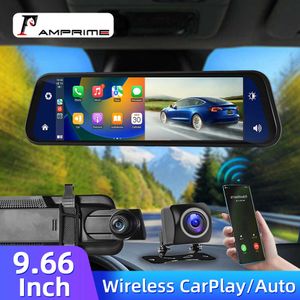 DVRS 966Inch Mirror Camera Video RearView Mirror IPS Pekskärmbil DVR Dashcam Full HD Driving Recorder Dual LensHKD230701