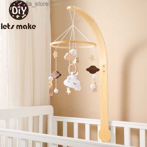 Baby Wooden Cloud Pendant Bed Bell Mobile Hanging Rattles Toy Hanger Crib Mobile Bed Bell Wood Toy Holder Arm Bracket Kid Gifts L230518