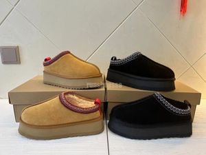 Tasman Terlik Kestane Kürk Slaytlar Koyun Dinini Shearling Tazz Classic Mules Kadın Erkekler Ultra Mini Platform Bot Slip-On Ayakkabı Süet Konfor Sonbahar Kış