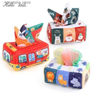 Montessori Tissue Box Sensory Toys For Babies 6 12 Months Baby Motor Skills Development Toys Plush Tissue Box Baby Toys 1 Year L230518