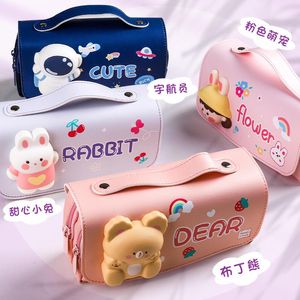 Сумки DoubleLayer Portable Cencil Back Decompression Statemery Box Girl Prime School Box Box