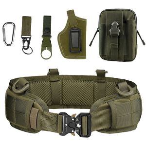 Belts Military Tactical Adjustable Belt Outdoor Work Men Molle Battle Belt Army Combat CS Airsoft Hunting Paintball Padded Waist Belts 230630