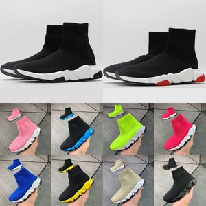 Barn Speed ​​Triple-S Paris Sock Casual High Black White Trainers Girls Big Kid Youth Toddler Spädbarn Sneaker Storlek 24-35