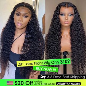 Synthetic Wigs ISEE Young Water Wave Long For Women 13x6 HD Lace Frontal Brazilian Deep Curly Human Hair Full 230630