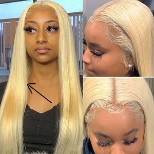 613 gerade 13x4 Spitze Frontal Menschliches Haar Perücken Honig Blonde Farbe Indisches Remy Haar Spitze Verschluss Perücke Für frauen Vorgezupft