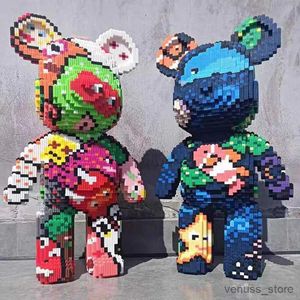 Blockerar tecknad mini kärlek Violent Bear Color Model med lätt byggsten Micro Diamond Kids Toys Birthday Present R230701