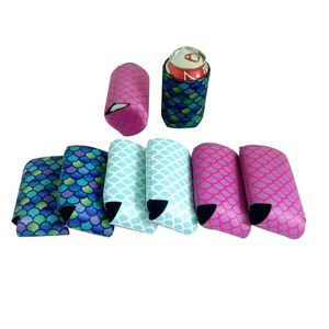 Neoprene Mermaid Stripe Cooling Beer Drinks Bottle Tin Can Cooler Sleeve Holder per forniture da viaggio per bomboniere