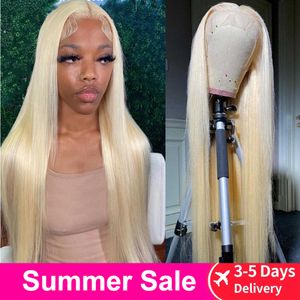 Synthetische Perücken Blonde 613 Lace Frontal Perücke 13x6 HD Front Menschliches Haar Vorgezupft Gerade Für Frauen Kurzer Bob 230630