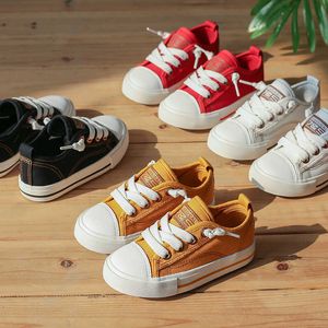 Sneakers Girls Shoes Canvas Shoes Boy Flats Kids Casual Shoes Children Sneakers Baby Toddler Shoes Black White Sneakers Solid Color 24-37HKD230701