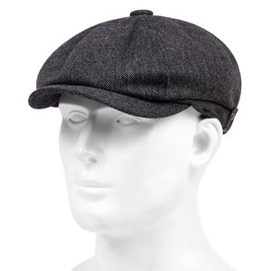 Ny Spring Autumn Linen Fashion Berets Hat Solid Color Men åttongonal hattar utomhus klassisk trucker hatt hiphop newboy hattar gorra