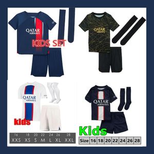 Barn 22 23 24 Paris Mbappe #7 Fotbollskjorta Hakimi 30 10 fans spelare 4: e 2023 2024 Stadium PSGS Mayos de Football Shirt Marquinhos Verrati Icardi Uniform