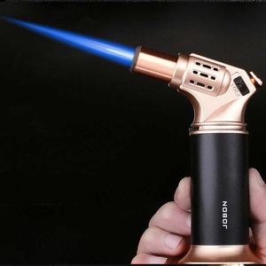 2022 Jobon Kitchen Metal Windproof Outdoor BBQ Gas Lighters Big Flame Splaying High heate Turbo Torch Cigar Lighter 4mn