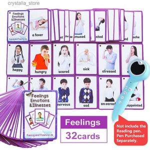 Feelings Emotions Illness English Word Card Flash Card Learning Educational Toy for Kids Children Pocket Card Gifts Montessori L230518