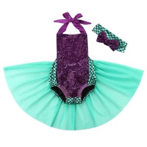 Citgeett 2 Pz/set! Neonate Paillettes Tutu Summer Mermaid Baby Pagliaccetti One-Pieces Multi Color Toddler Baby Swimwear Abbigliamento L230625