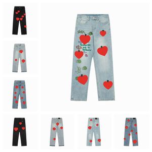 2023 Designer Jeans Kvinnor Mens Make Old Washed Fashion Pants Straight Trousers Heart Letter Tryck för Woman Man Casual Long Style Bottoms S-XL