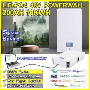 Powerwall 48V 200Ah 10KWh LiFePO4 Battery 48V 100Ah 51.2V 16S 200A BMS Display Date on Computer with RS485 CAN 10 Years Lifespan