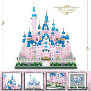 BLOCKS 6718PCS Architecture Amusement Park Building Blocks Pink Princess Castle Model Mini Diamond Blocks Toys For Children R230701