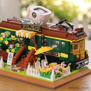 Bloki 1081PCS Creative Train Coffee House Cafe Blaki Building Building City Street View Dekoracja Dekora