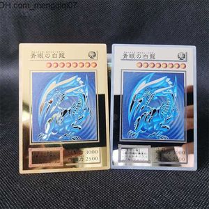 Kortspel Yugioh Golden Metal Cards Yugioh Alloy Collection Card Blue Eyes Dark Magicial Obelisk Slifer RA Kids Christmas Birthday Present 220808 Z230701