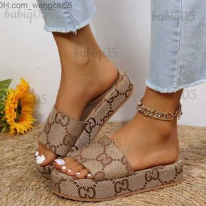 Designer Slippers New 2023 Platform Shoes G Letters Embroidered Thick Sole Sandals For Women T240111