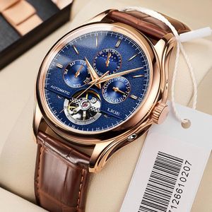 CAPRIS LIGE 6826 PLUS Classic Men Watches Retro Watches Automatyczne mechaniczne zegarek Tourbillon Zegar Oryginalny wodoodporny zegar na rękę