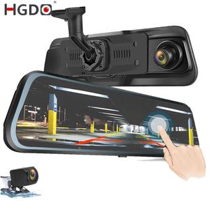 DVRs HGDO 10" Touch Video Rear View Camera Mirror Dash Cam FHD 1080P Car DVR Night Vision Auto Driving Recorder Mount DvrsHKD230701