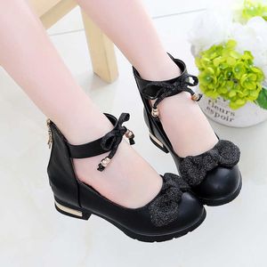 Sneakers Bow Knot Children School Shoes Big Girls Leather Shoes Girls Princess Barn Shoes For Wedding Party Sweat Teenager Dress Sneakershkd230701