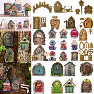 Objetos decorativos estatuetas em miniatura estátuas de porta de fada para jardim ao ar livre arte jardim árvore decoração acessórios com design gravado 230701