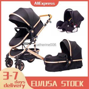 Luxus Kinderwagen 3 in 1 Hohe Landschaft Baby Warenkorb Kann Sitzen Können Liegen Tragbare Kinderwagen Baby Wiege Infant Träger freies Verschiffen L230625