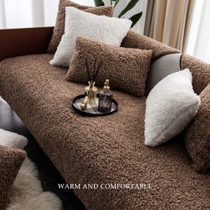 Almofada de sofá nórdica de pelúcia capa de cadeira de inverno quente toalha para sala de estar decoração tapete cobertor antiderrapante sofá 230701