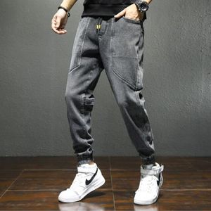 Plus storlek harem jeans sträckt denim byxor streetwear svarta joggar män casual baggy byxor201r