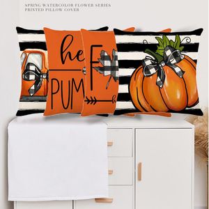 Pumpkin Pillow Case Amazon Autumn Harvest Linen Print Sofa Cushion Cover Bedroom Pillow Cover