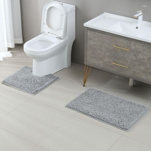 Bath Mats Super Soft Chenille Toilet Mat Rug Non Slip Water Absorbent 2 Pcs Set For Bathroom Washroom Accessories Floor Rugs