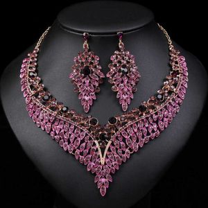 Elegant Necklace Earring Set Exquisite Design Banquet Dress Color Drop Oil 230628