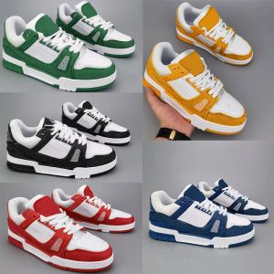 Trainer sneaker Rinnande skor Designer Virgil Calfskin Leather Abloh White Green Red Blue Letter Overlays Platform Låg utomhus Walking Size 36-45