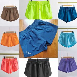 Lu-Yoga Tract Short Gym Wear Breeches 새로운 하이 허리 여성 요가 반바지 솔리드 스포츠 레깅스 탄성 피트니스 레이디 요가 고층 4 