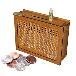 Novelty Items Wooden Money Box with Saving Goals Counter Reusable Home Use Coin Tray Storage Case Children's Savings Target and Numbers 230701