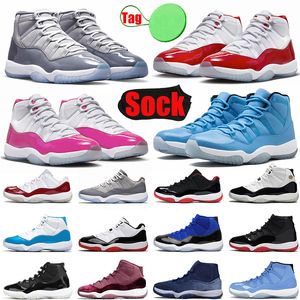 jumpman 11'ler çimento grisi 11 basketbol ayakkabıları atlama adam 11'ler çoraplı düşük kiraz kırmızı ve beyaz yüksek serin gri yılan derisi pembe yetiştirilmiş mor gama mavisi spor ayakkabıları bayan