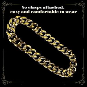 Мужское кореназное золотое ожерелье, 32 дюйма поддельная золотая цепь хип -хопа, пластиковый рэппер Большой золотой цепь 80 -х