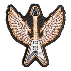 Gray Flying V Bass Guitar Patch Musical Instruments Iron On Or Sew On Embroidered Patches 3 3 25 INCH 239N